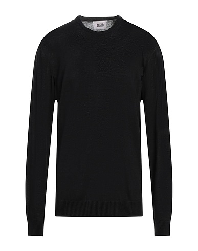 ALPHA STUDIO Pullover Nero 75% Lino, 25% Cotone