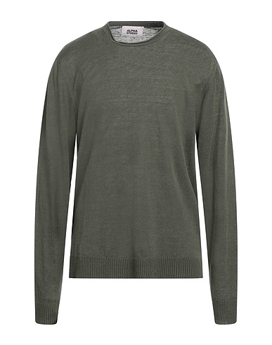 ALPHA STUDIO Jumper Military green 75% Linen, 25% Cotton