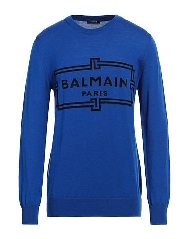 BALMAIN Jumper Blue 100% Merino Wool