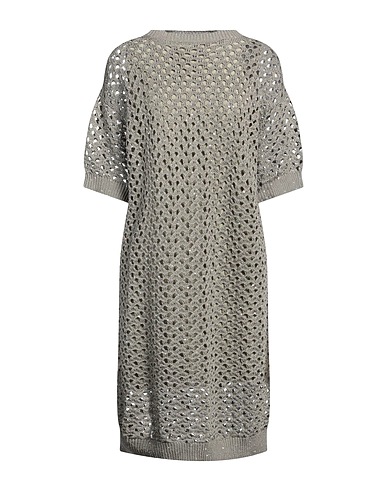 BRUNELLO CUCINELLI Short dress Military green 46% Cotton, 40% Linen, 14% Silk, Polyamide