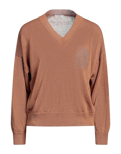 PESERICO Jumper Camel 100% Metallic fiber, Linen, Cotton