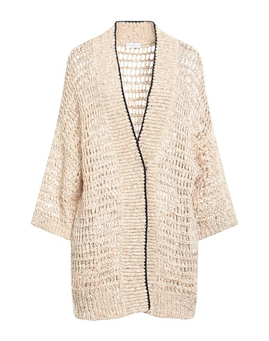 BRUNELLO CUCINELLI Cardigan Beige 58% Linen, 42% Silk, Polyamide, Cotton