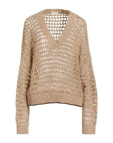 BRUNELLO CUCINELLI Jumper Beige 58% Linen, 42% Silk, Polyamide