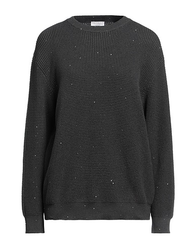 BRUNELLO CUCINELLI Sweater Charcoal 96% Cotton, 4% Polyester, Brass