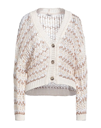 PESERICO Cardigan White 100% Cotton, Polyester