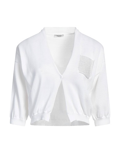 PESERICO Cardigan White 100% Cotton, Metallic fiber