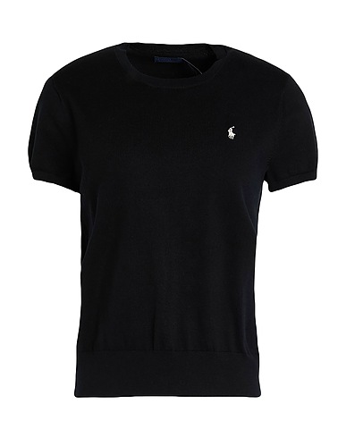 POLO RALPH LAUREN Jumper COTTON-BLEND SHORT-SLEEVE SWEATER
 Black 81% Cotton, 16% Nylon, 3% Elastane