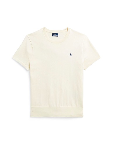 POLO RALPH LAUREN Jumper COTTON-BLEND SHORT-SLEEVE SWEATER
 Ivory 81% Cotton, 16% Nylon, 3% Elastane