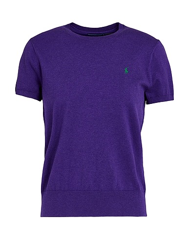 POLO RALPH LAUREN Jumper COTTON-BLEND SHORT-SLEEVE SWEATER
 Purple 81% Cotton, 16% Nylon, 3% Elastane