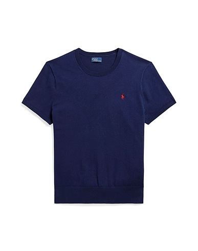 POLO RALPH LAUREN Jumper COTTON-BLEND SHORT-SLEEVE SWEATER
 Navy blue 81% Cotton, 16% Nylon, 3% Elastane