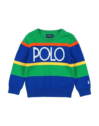 POLO RALPH LAUREN Jumper Color-Blocked Logo Cotton Sweater
 Green 100% Cotton