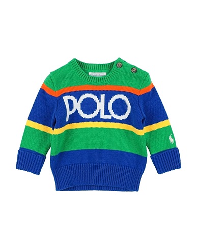 POLO RALPH LAUREN Jumper Color-Blocked Logo Cotton Sweater  Green 100% Cotton