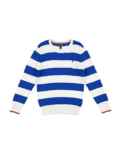 POLO RALPH LAUREN Jumper Striped Cable-Knit Cotton Sweater Bright blue 100% Cotton