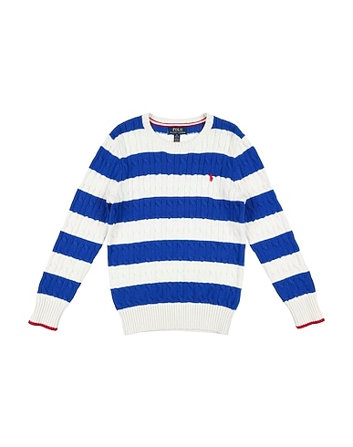 POLO RALPH LAUREN Jumper Striped Cable-Knit Cotton Sweater Blue 100% Cotton