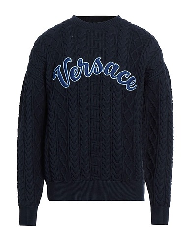 VERSACE Sweater Midnight blue 85% Cotton, 15% Polyester, Acrylic, Wool