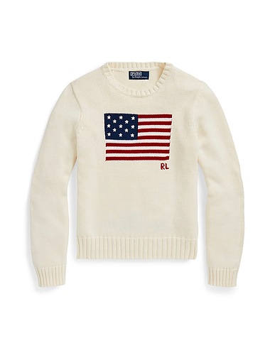POLO RALPH LAUREN Sweater FLAG COTTON CREWNECK SWEATER
 Ivory 100% Cotton