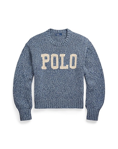 POLO RALPH LAUREN Jumper  LOGO COTTON CREWNECK SWEATER 
 Blue 53% Recycled cotton, 44% Cotton, 3% Other Fibres