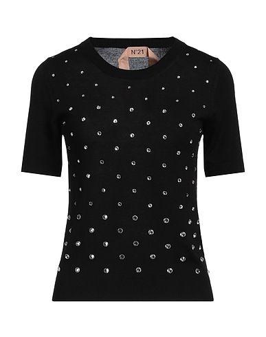 N°21 Jumper Black 100% Virgin Wool, Glass