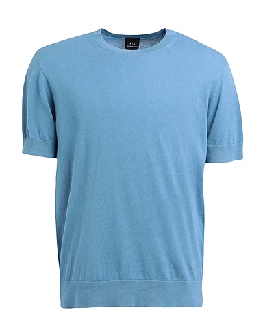 ARMANI EXCHANGE Jumper Pastel blue 100% Cotton