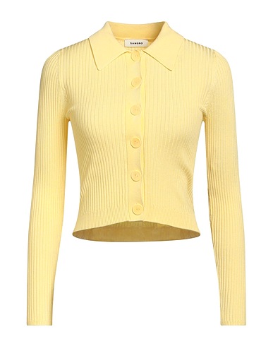 SANDRO Cardigan Pastel yellow 52% Viscose, 26% Lyocell, 14% Polyamide, 8% Silk
