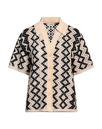 SANDRO Patterned shirts & blouses Beige 57% Cotton, 26% Viscose, 17% Polyamide, Elastane