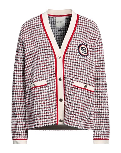 SANDRO Cardigan White 36% Cotton, 35% Polyester, 13% Wool, 13% Viscose, 3% Acrylic
