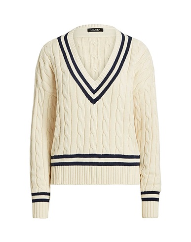 LAUREN RALPH LAUREN Jumper  CABLE-KNIT CRICKET SWEATER 
 Ivory 92% Cotton, 8% Cashmere
