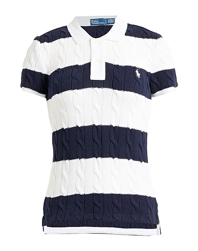 POLO RALPH LAUREN Sweater SLIM FIT CABLE-KNIT POLO SHIRT
 Midnight blue 100% Cotton