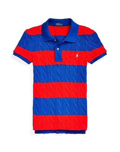POLO RALPH LAUREN Sweater SLIM FIT CABLE-KNIT POLO SHIRT
 Blue 100% Cotton