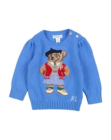 POLO RALPH LAUREN Jumper Polo Bear Sweater
 Pastel blue 100% Cotton, Cashmere