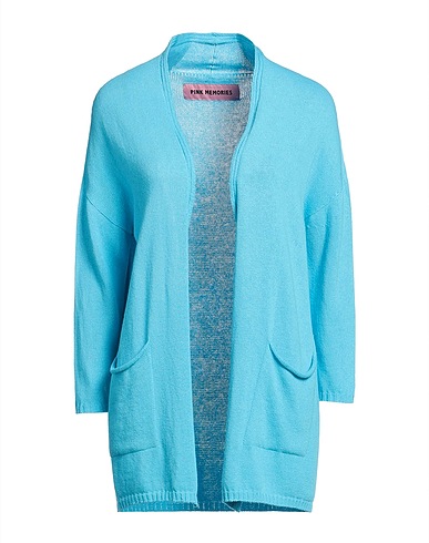 PINK MEMORIES Cardigan Sky blue 50% Cotton, 50% Acrylic