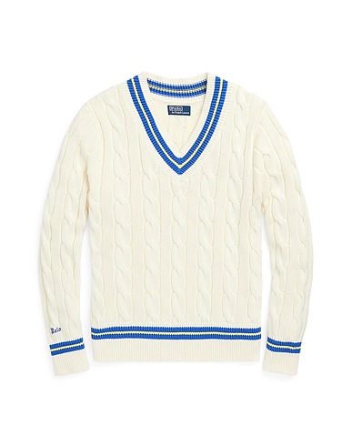 POLO RALPH LAUREN Pullover  THE ICONIC CRICKET SWEATER 
 Elfenbein 100% Baumwolle