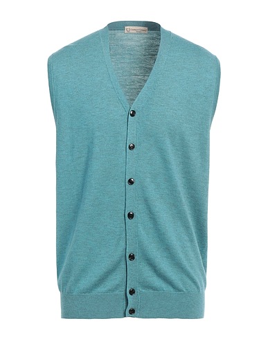CASHMERE COMPANY Cardigan Turquoise 40% Wool, 30% Cashmere, 15% Silk, 15% Nylon
