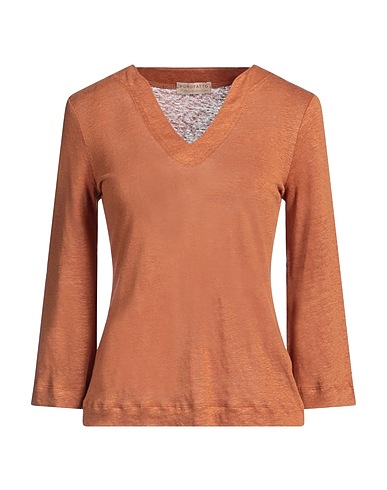 PUROTATTO T-shirt Cuoio 100% Lino