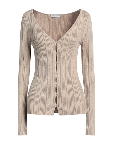 MAJESTIC FILATURES Cardigan Beige 54% Organic cotton, 24% Viscose, 15% Elastane, 7% Metallic fiber
