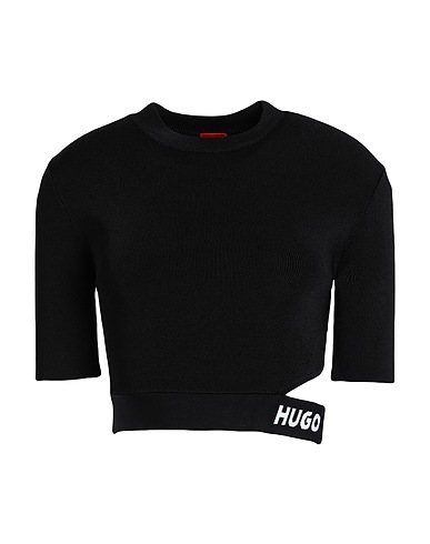 HUGO Jumper Black 90% Recycled viscose, 9% Polyamide, 1% Elastane
