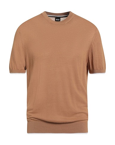 BOSS Pullover Cammello 56% Lino, 44% Viscosa