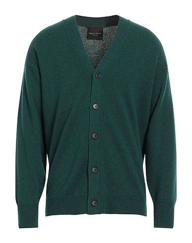 ROBERTO COLLINA Cardigan Dark green 90% Merino Wool, 10% Cashmere