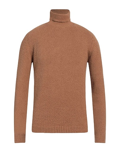 ROBERTO COLLINA Polo neck Light brown 80% Cotton, 16% Nylon, 4% Elastane