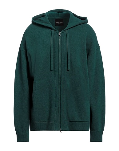 ROBERTO COLLINA Cardigan Dark green 90% Merino Wool, 10% Cashmere