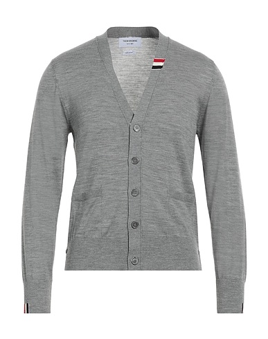 THOM BROWNE Cardigan Grigio 99% Lana Vergine, 1% Poliammide