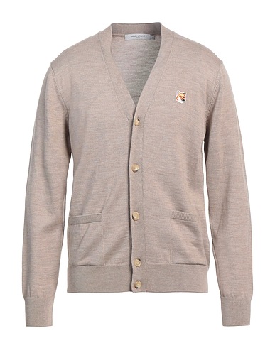 MAISON KITSUNÉ Cardigan Taupe 100% Wool