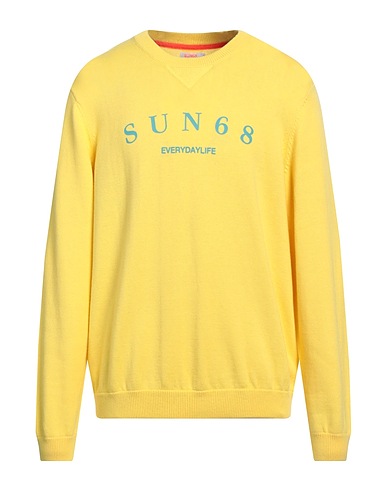 SUN 68 Sweater Yellow 50% Merino Wool, 50% Cotton