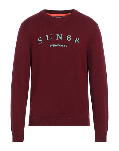 SUN 68 Sweater Burgundy 50% Merino Wool, 50% Cotton