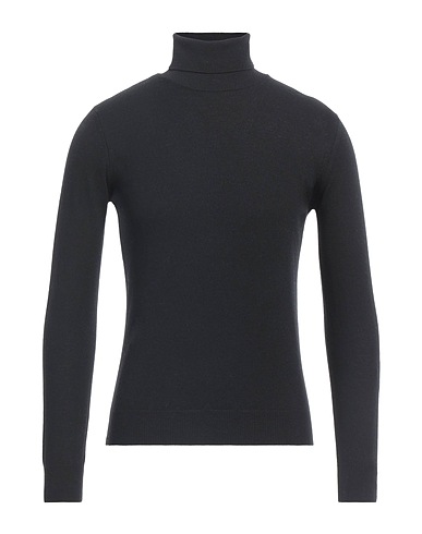 FILIPPO DE LAURENTIIS Polo neck Black 90% Super 120s Wool, 10% Cashmere