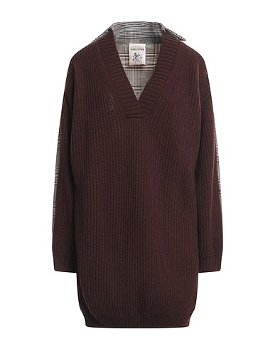 SEMICOUTURE Short dress Chocolate brown 80% Wool, 20% Polyamide, Polyester, Virgin Wool, Elastane
