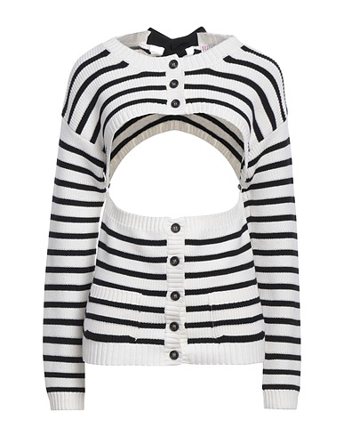 REDValentino Cardigan Bianco 100% Lana Vergine, Cotone, Viscosa