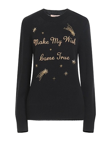 TWINSET Pullover Nero 90% Lana, 10% Cachemire, Poliestere