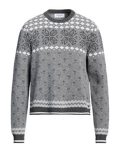 THOM BROWNE Jumper Grey 100% Virgin Wool