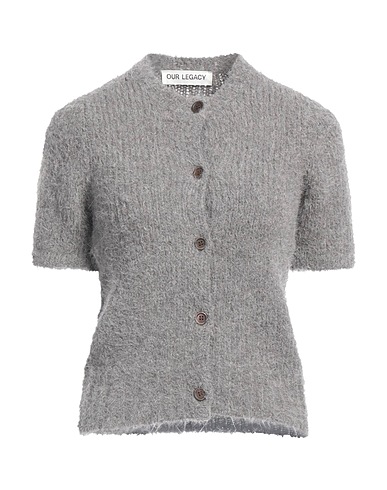 OUR LEGACY Cardigan Grey 83% Baby llama wool, 14% Mulberry silk, 3% Polyamide, Mother-of-pearl
